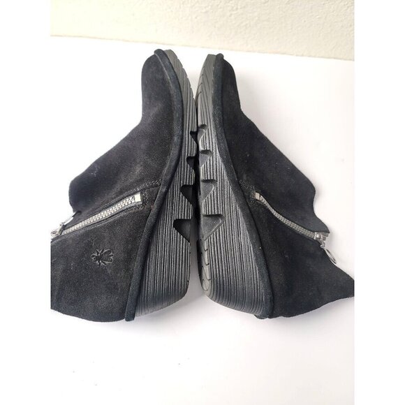 Fly London Black Suede Ankle Booties Women's Size 40 Side Zipper - Picture 7 of 13